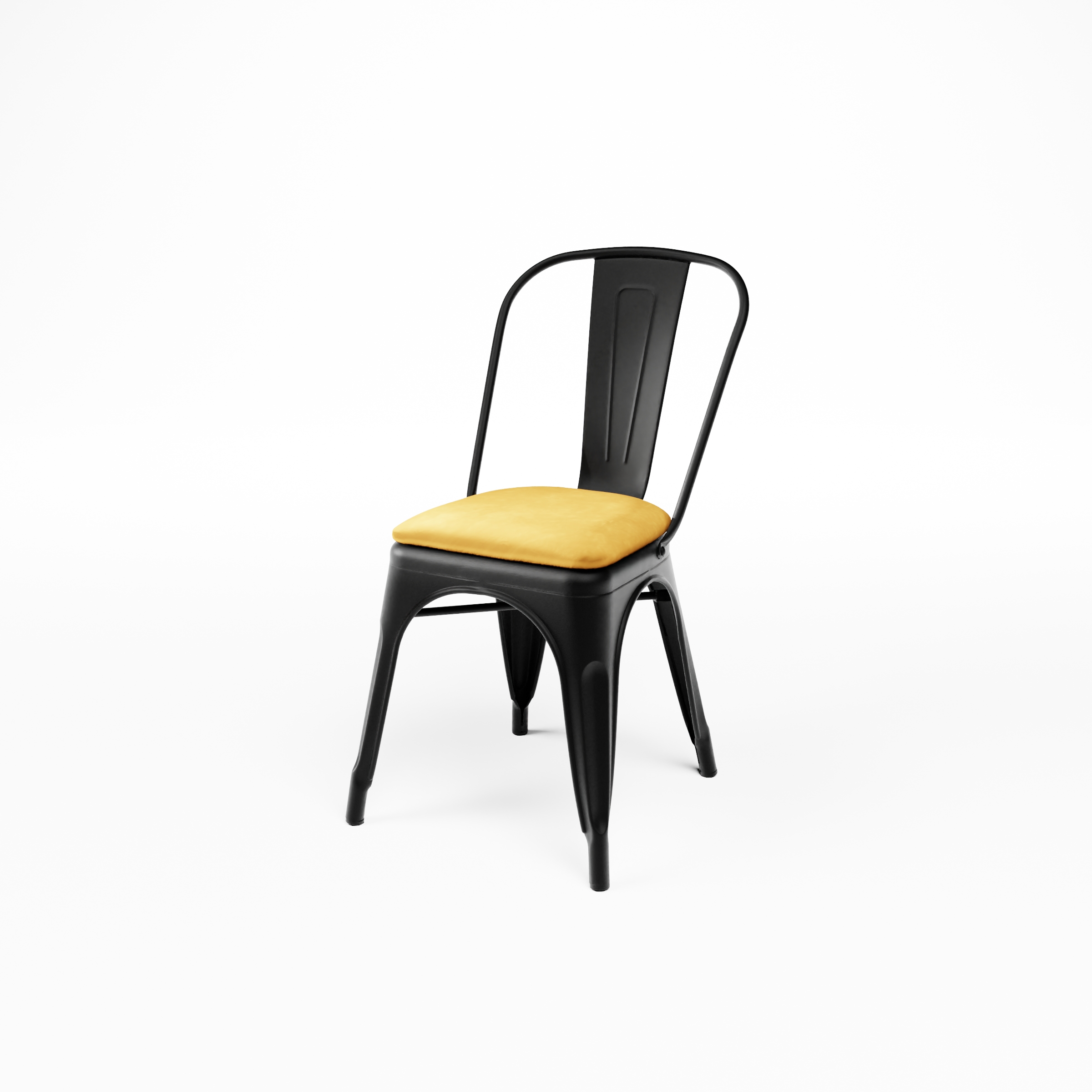Restaurant bistro chair in steel velour with seat cushion
